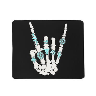 Skeleton With Turquoise Hand Western Skeleton Rings Lover Mousepad