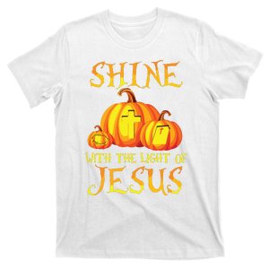 Shine With The Light Of Jesus Christian Halloween Pumpkin T-Shirt