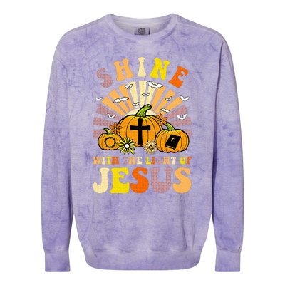 Shine With The Light Of Jesus Christian Lover Halloween Fall Colorblast Crewneck Sweatshirt