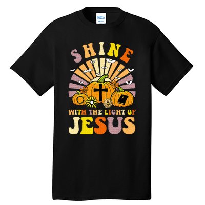 Shine With The Light Of Jesus Christian Lover Halloween Fall Tall T-Shirt