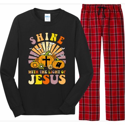 Shine With The Light Of Jesus Christian Lover Halloween Fall Long Sleeve Pajama Set