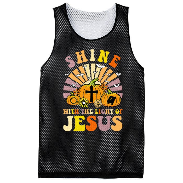 Shine With The Light Of Jesus Christian Lover Halloween Fall Mesh Reversible Basketball Jersey Tank