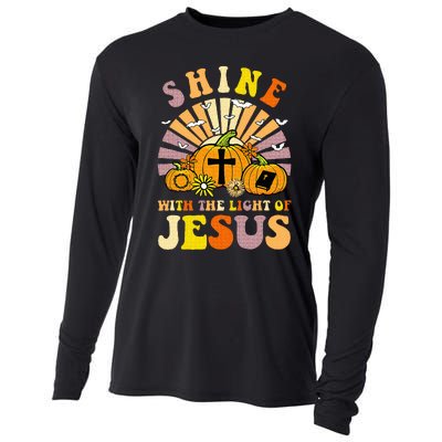 Shine With The Light Of Jesus Christian Lover Halloween Fall Cooling Performance Long Sleeve Crew