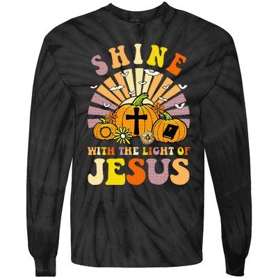 Shine With The Light Of Jesus Christian Lover Halloween Fall Tie-Dye Long Sleeve Shirt