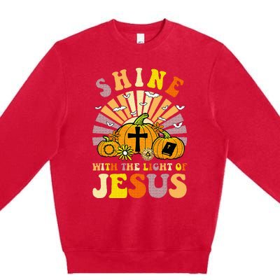 Shine With The Light Of Jesus Christian Lover Halloween Fall Premium Crewneck Sweatshirt