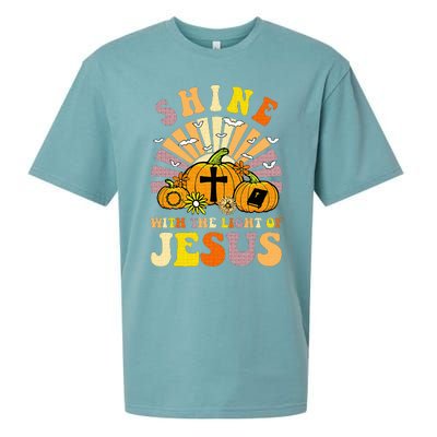 Shine With The Light Of Jesus Christian Lover Halloween Fall Sueded Cloud Jersey T-Shirt