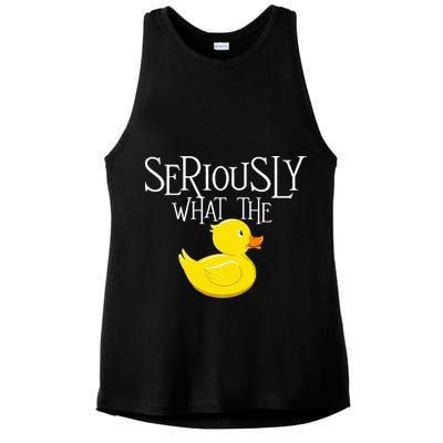 Seriously What The Duck  Duck Lover Pun Ladies PosiCharge Tri-Blend Wicking Tank
