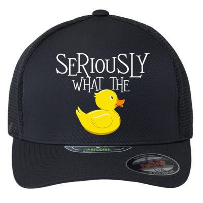Seriously What The Duck  Duck Lover Pun Flexfit Unipanel Trucker Cap