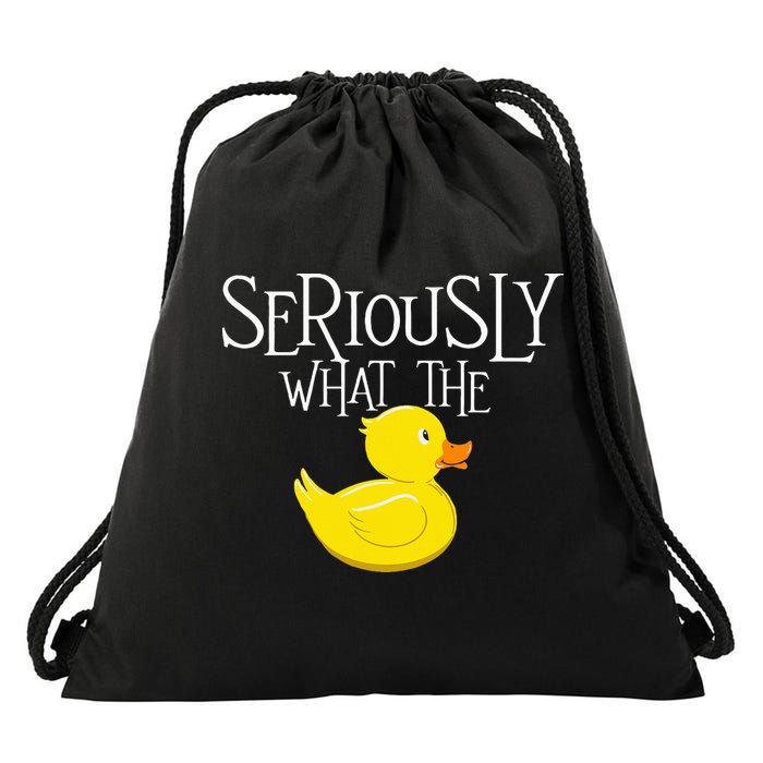 Seriously What The Duck  Duck Lover Pun Drawstring Bag
