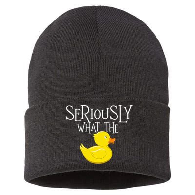 Seriously What The Duck  Duck Lover Pun Sustainable Knit Beanie