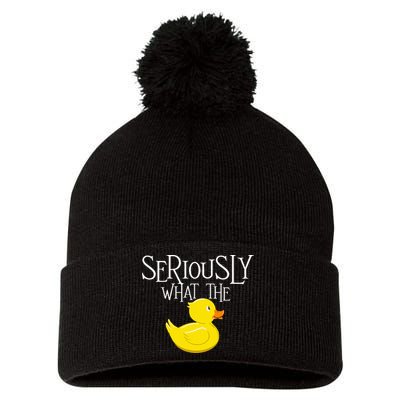 Seriously What The Duck  Duck Lover Pun Pom Pom 12in Knit Beanie