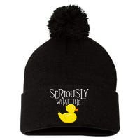 Seriously What The Duck  Duck Lover Pun Pom Pom 12in Knit Beanie