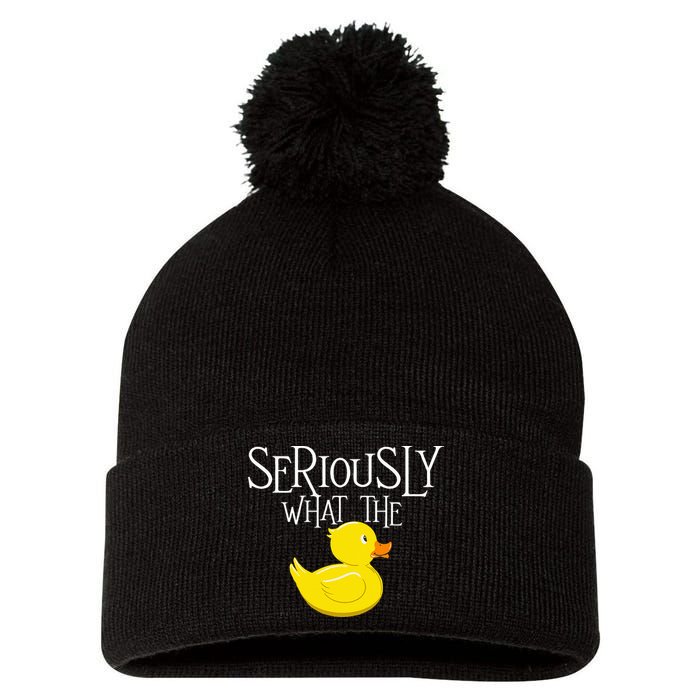 Seriously What The Duck  Duck Lover Pun Pom Pom 12in Knit Beanie