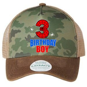 Spider Web Three 3 Years Old 3rd Birthday Boy Party Legacy Tie Dye Trucker Hat