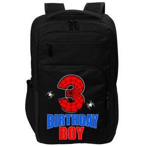 Spider Web Three 3 Years Old 3rd Birthday Boy Party Impact Tech Backpack