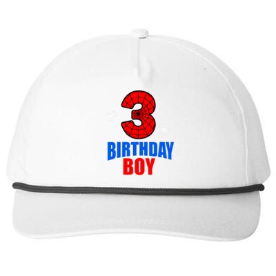 Spider Web Three 3 Years Old 3rd Birthday Boy Party Snapback Five-Panel Rope Hat