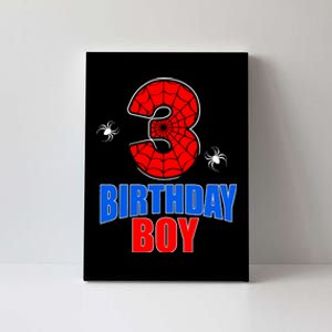 Spider Web Three 3 Years Old 3rd Birthday Boy Party Canvas