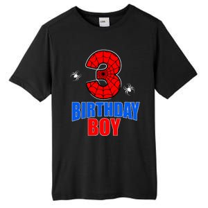 Spider Web Three 3 Years Old 3rd Birthday Boy Party Tall Fusion ChromaSoft Performance T-Shirt