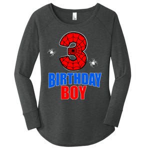 Spider Web Three 3 Years Old 3rd Birthday Boy Party Women's Perfect Tri Tunic Long Sleeve Shirt