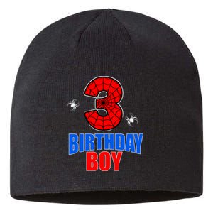 Spider Web Three 3 Years Old 3rd Birthday Boy Party Sustainable Beanie