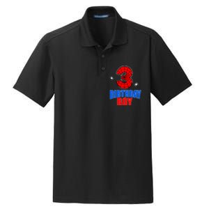 Spider Web Three 3 Years Old 3rd Birthday Boy Party Dry Zone Grid Polo