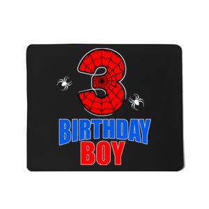 Spider Web Three 3 Years Old 3rd Birthday Boy Party Mousepad