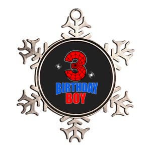 Spider Web Three 3 Years Old 3rd Birthday Boy Party Metallic Star Ornament