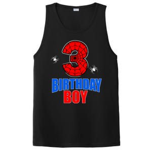 Spider Web Three 3 Years Old 3rd Birthday Boy Party PosiCharge Competitor Tank