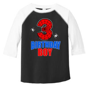 Spider Web Three 3 Years Old 3rd Birthday Boy Party Toddler Fine Jersey T-Shirt