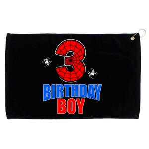 Spider Web Three 3 Years Old 3rd Birthday Boy Party Grommeted Golf Towel