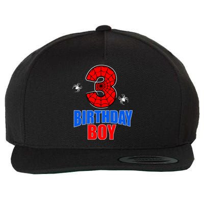 Spider Web Three 3 Years Old 3rd Birthday Boy Party Wool Snapback Cap