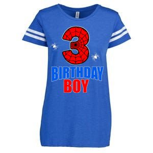 Spider Web Three 3 Years Old 3rd Birthday Boy Party Enza Ladies Jersey Football T-Shirt