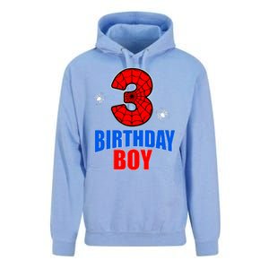 Spider Web Three 3 Years Old 3rd Birthday Boy Party Unisex Surf Hoodie