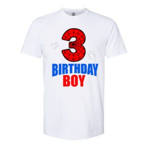 Spider Web Three 3 Years Old 3rd Birthday Boy Party Softstyle CVC T-Shirt