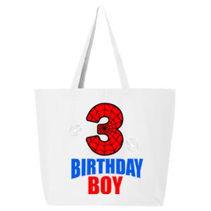 Spider Web Three 3 Years Old 3rd Birthday Boy Party 25L Jumbo Tote