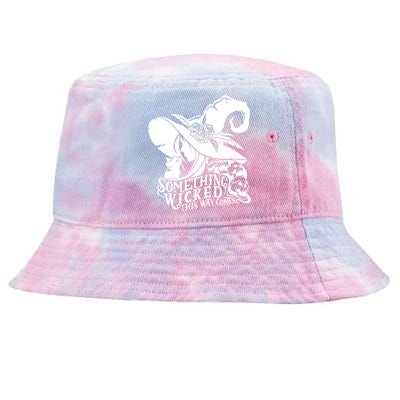 Something Wicked This Way Comes Halloween Witch Quote Skulls Gift Tie-Dyed Bucket Hat