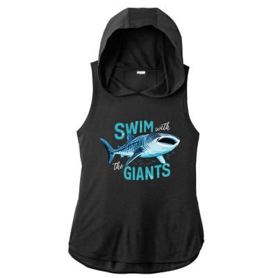 Swim With The Giants Whale Shark Ladies PosiCharge Tri-Blend Wicking Draft Hoodie Tank