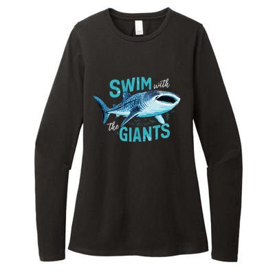 Swim With The Giants Whale Shark Womens CVC Long Sleeve Shirt