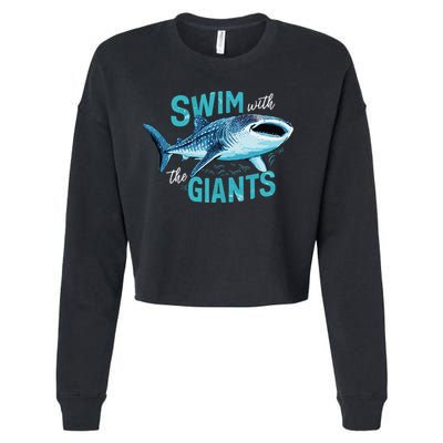 Swim With The Giants Whale Shark Cropped Pullover Crew