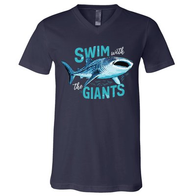 Swim With The Giants Whale Shark V-Neck T-Shirt