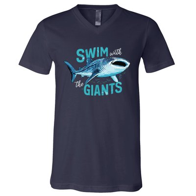 Swim With The Giants Whale Shark V-Neck T-Shirt