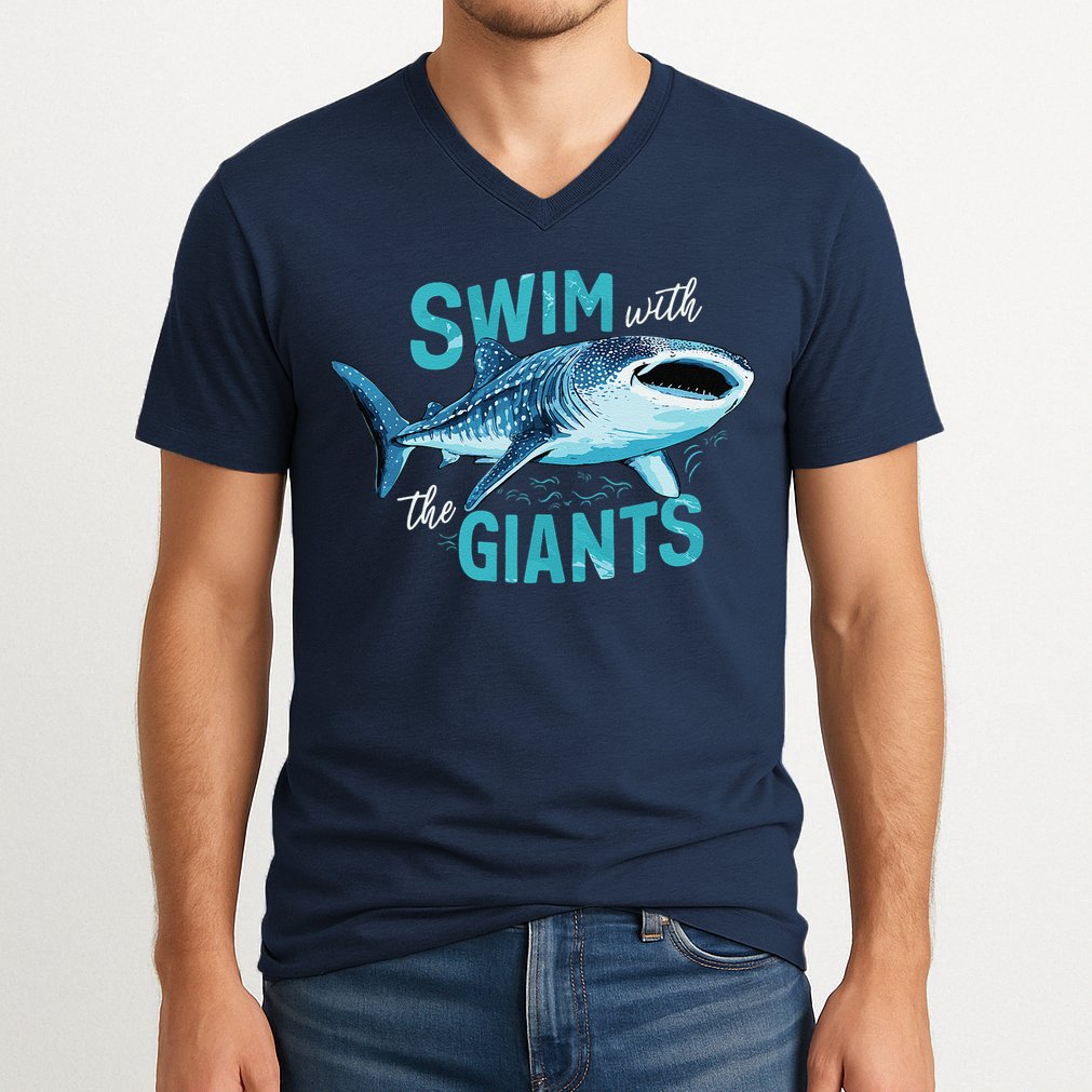 Swim With The Giants Whale Shark V-Neck T-Shirt