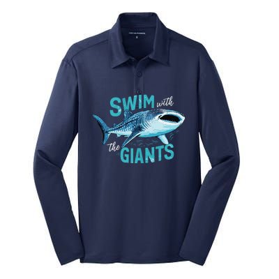 Swim With The Giants Whale Shark Silk Touch Performance Long Sleeve Polo