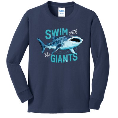 Swim With The Giants Whale Shark Kids Long Sleeve Shirt