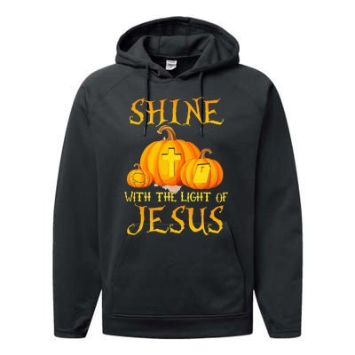 Shine With The Light Of Jesus Christian Halloween Pumpkin Performance Fleece Hoodie