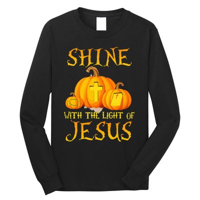 Shine With The Light Of Jesus Christian Halloween Pumpkin Long Sleeve Shirt