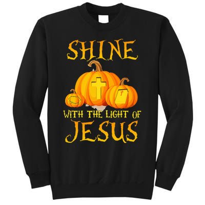 Shine With The Light Of Jesus Christian Halloween Pumpkin Sweatshirt