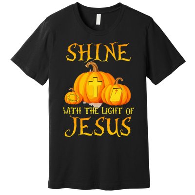 Shine With The Light Of Jesus Christian Halloween Pumpkin Premium T-Shirt