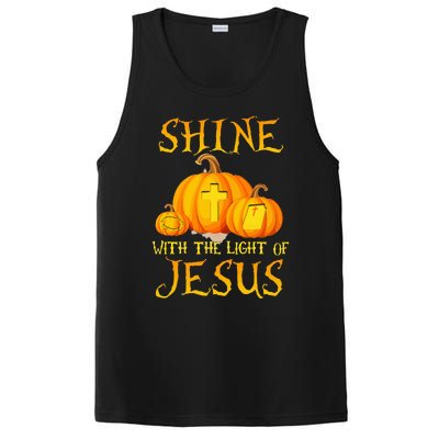 Shine With The Light Of Jesus Christian Halloween Pumpkin PosiCharge Competitor Tank