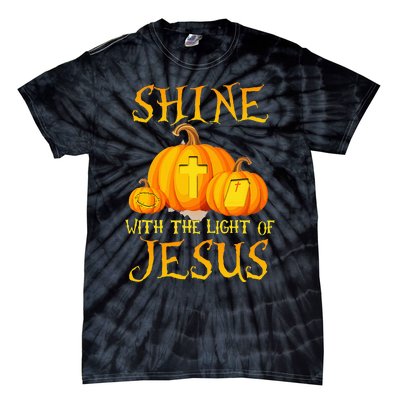 Shine With The Light Of Jesus Christian Halloween Pumpkin Tie-Dye T-Shirt